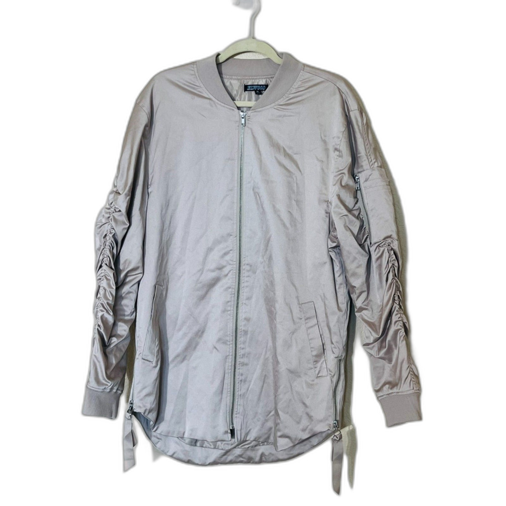 Elwood Khaki Bomber Satin Jacket XL Lined Streetwear Chic EUC